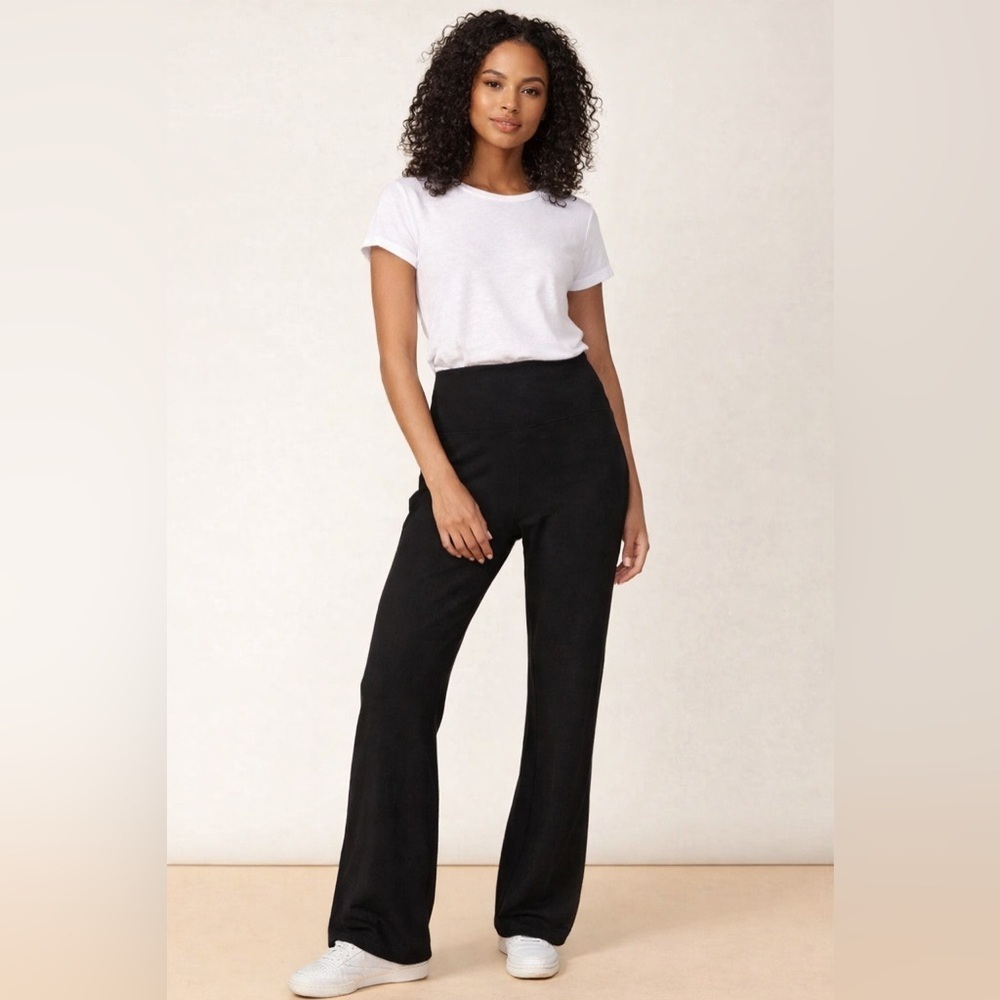 NWT Monrow Supersoft Flare Pants Black High Rise Lounge Large